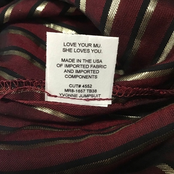 Show Me Your Mumu Yvonne Jumpsuit Maroon and Gold Stripe Size Large. - Picture 14 of 14